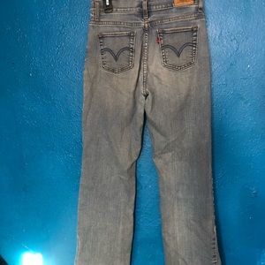 1990 Levi’s 512’s mid/high rise, straight leg. Slim fit. Sun faded denim no rips